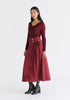Wrap Midi Skirt with Pleated Detail in Burgundy Side