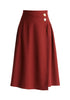 Wrap Midi Skirt with Pleated Detail in Burgundy Cutout