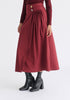 Wrap Midi Skirt with Pleated Detail in Burgundy