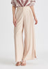 Wide Leg Trousers with Side Pleats and Split Hem In Taupe
