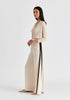 Contrast Trim Wide Leg Trousers in Beige and Black Side