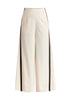 Contrast Trim Wide Leg Trousers in Beige and Black Cutout
