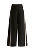 Contrast Trim Wide Leg Trousers in Black and Beige Cutout