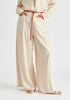 Linen Blend Wide Leg Trousers with Belt in Oatmeal
