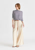 Linen Blend Wide Leg Trousers with Belt in Oatmeal Front