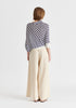 Linen Blend Wide Leg Trousers with Belt in Oatmeal Back