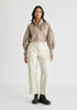 Chino Trousers with Contrast Stitching in Cream Front