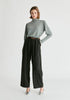 Belted Wide Leg Trousers with Box Pleats in Charcoal