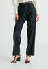 Denim Effect Trousers in Embossed Print In Dark Denim Blue
