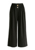 Wide Leg Trousers with Pleated Waist Detail in Black Cutout
