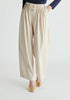 Wide Leg Trousers with Pleated Waist Detail in Cream Closeup