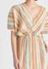 Two-Way Plisse Dress in White, Blue, Orange and Gold Closeup
