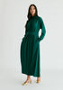 High Neck Jersey Midaxi Dress in Green Front