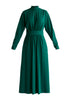 High Neck Jersey Midaxi Dress in Green Back Cutout