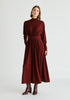 High Neck Jersey Midaxi Dress in Burgundy