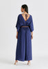 Sparkled Wide Leg Jumpsuit with Belt in Navy Back