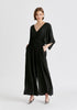 Sparkled Wide Leg Jumpsuit with Belt in Black