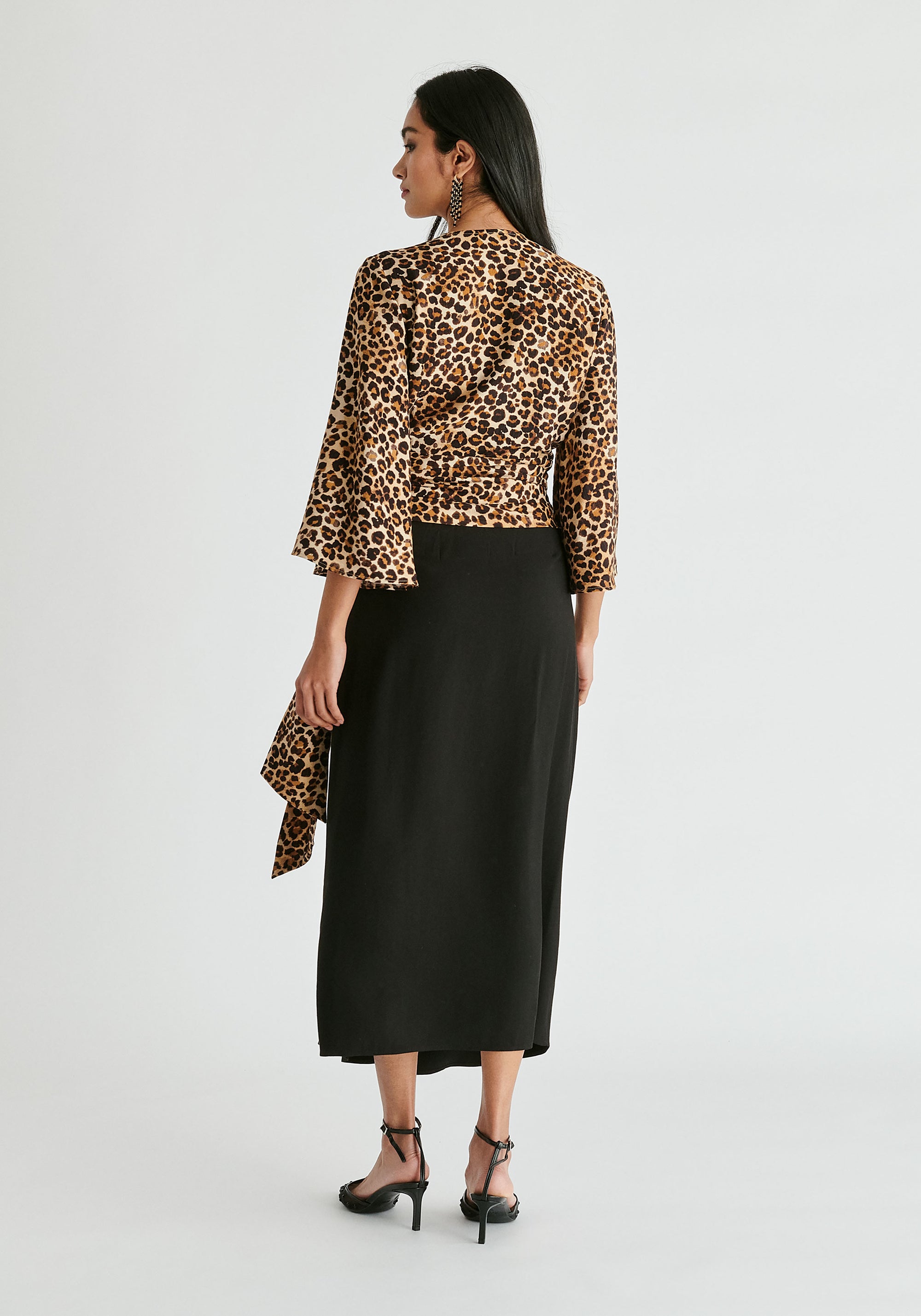 Kimono Wrap Blouse in Leopard Print Back