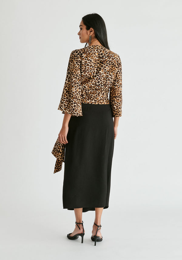 Kimono Wrap Blouse in Leopard Print Back