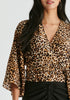 Kimono Wrap Blouse in Leopard Print Closeup