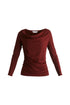 Ruched Jersey Top with Draped Neck in Burgundy Cutout