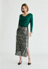 Sequin Midi Skirt with Side Slit in Dark Grey Front