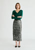 Sequin Midi Skirt with Side Slit in Dark Grey Front