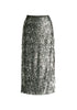 Sequin Midi Skirt with Side Slit in Dark Grey Cutout