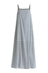 Spaghetti Strap Swing Dress in Zigzag Pattern in White and Blue Cutout