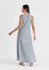 A-Line Midaxi Dress in Zigzag Pattern in White and Blue Back