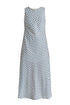 A-Line Midaxi Dress in Zigzag Pattern in White and Blue Cutout
