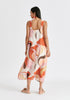 Retro Wave Halter Neck Midi Dress with Belt in Red, Pink, Peach, Brown and White Back