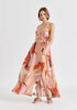 Retro Wave Halter Neck Maxi Dress in Red, Pink, Peach, Brown and White Side