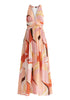 Retro Wave Halter Neck Maxi Dress in Red, Pink, Peach, Brown and White Cutout
