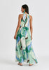 Retro Wave Halter Neck Maxi Dress in Green, Brown, Blue, Mint and White Back