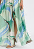 Retro Wave Halter Neck Maxi Dress in Green, Brown, Blue, Mint and White Closeup