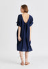 Relaxed Fit Dress with Back Bow Detail in Navy Back