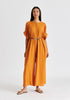Relaxed Fit Wide Leg Jumpsuit with Belt in Ochre Yellow