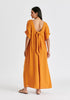 Relaxed Fit Wide Leg Jumpsuit with Belt in Ochre Yellow Back