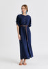 Relaxed Fit Wide Leg Jumpsuit with Belt in Navy