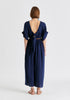 Relaxed Fit Wide Leg Jumpsuit with Belt in Navy Back