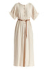 Relaxed Fit Wide Leg Jumpsuit with Belt in Oatmeal Cutout
