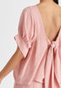 Relaxed Fit Top with Back Bow Detail in Pink Closeup