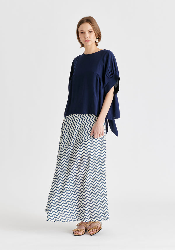 Relaxed Fit Top with Back Bow Detail on Navy Front
