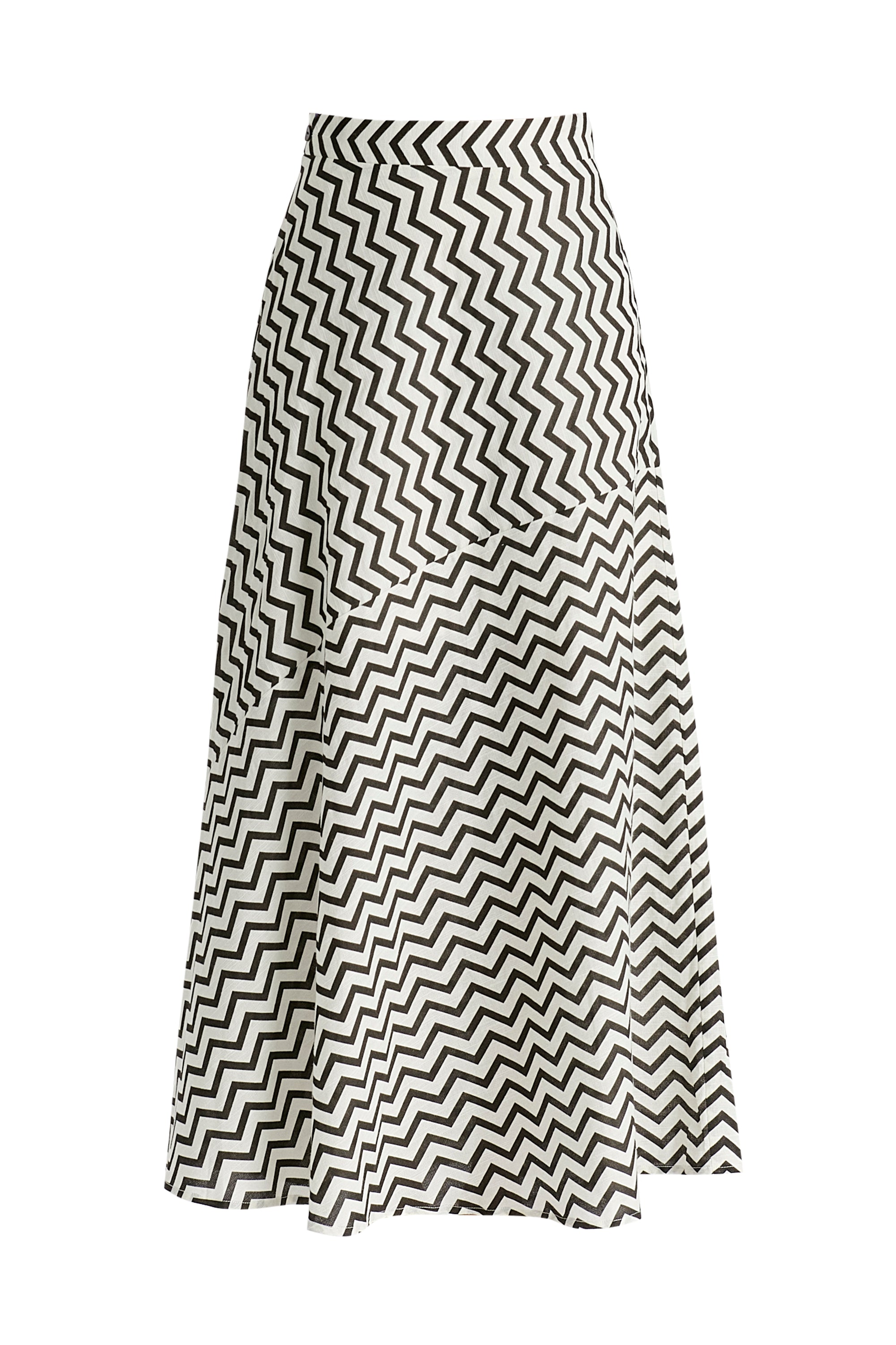 Maxi Skirt in Zigzag Pattern in White and Black Cutout