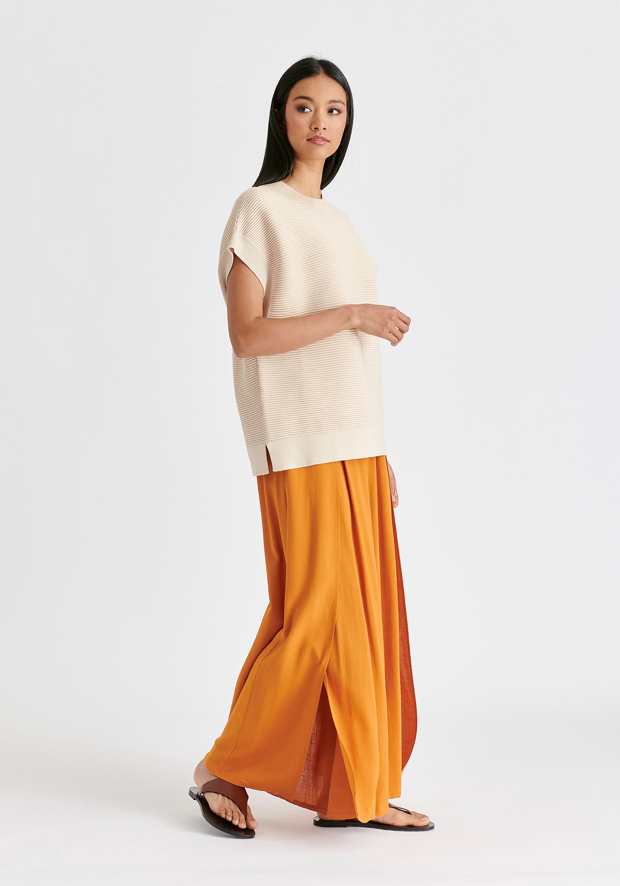 Flowy Palazzo Trousers with Open Front Splits