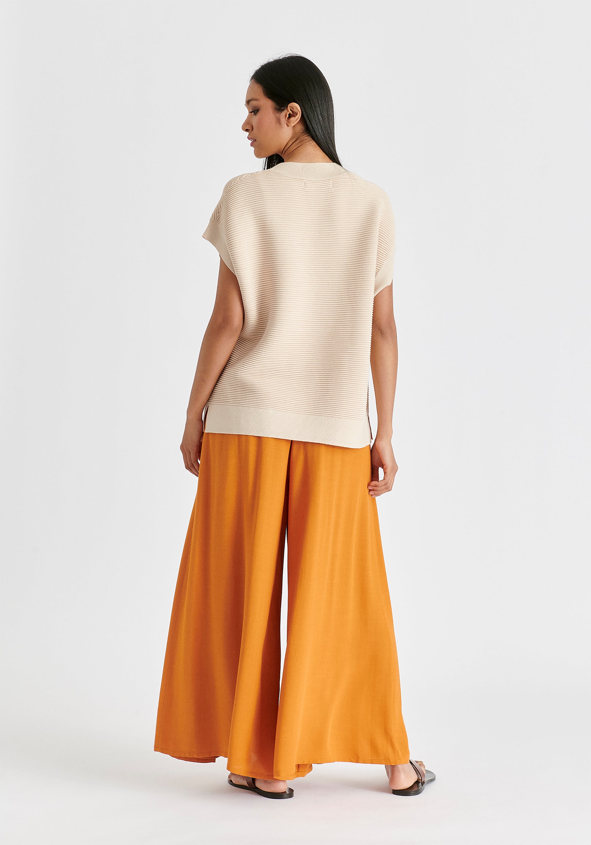 Flowy Palazzo Trousers with Open Front Splits