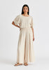 Flowy Palazzo Trousers with Open Front Splits in Oatmeal Front