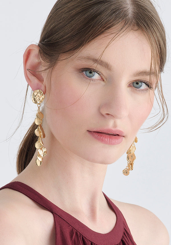 Gold Long Drop Earrings