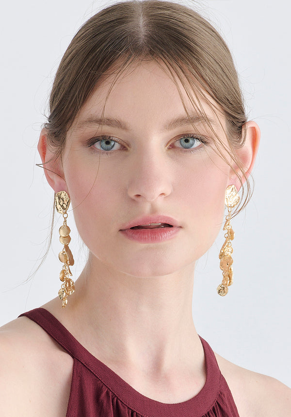 Gold Long Drop Earrings